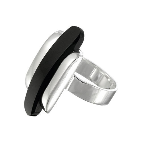 anillo de plata con obsidiana