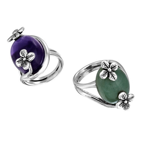 anillo de plata oxidado con piedra