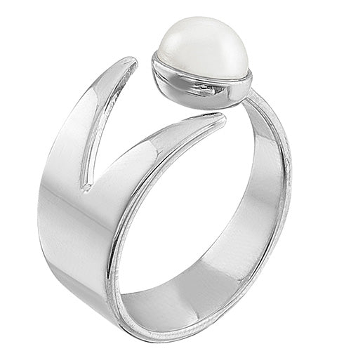 anillo de plata con perla