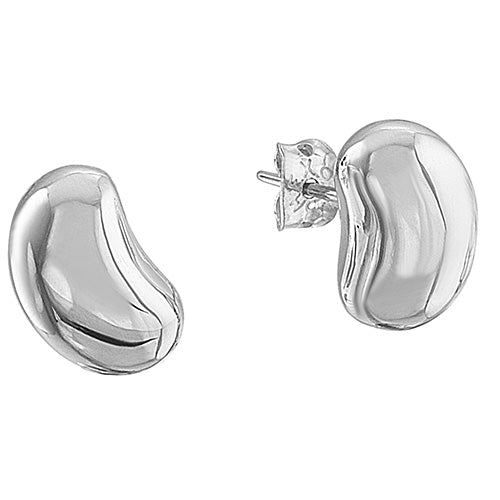 ARETES DE PLATA CON FORMA DE FRIJOL
