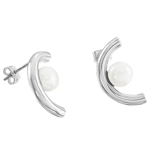 ARETES DE PLATA Y PERLAS