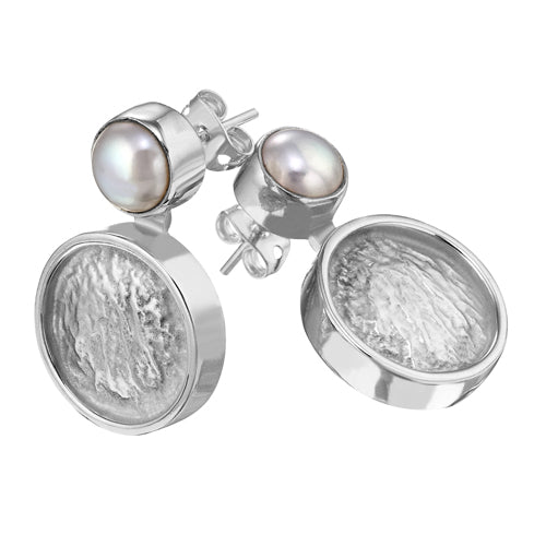 ARETES DE PLATA Y PERLA