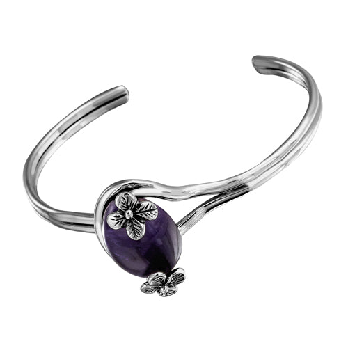 brazalete de flor oxidado con piedra