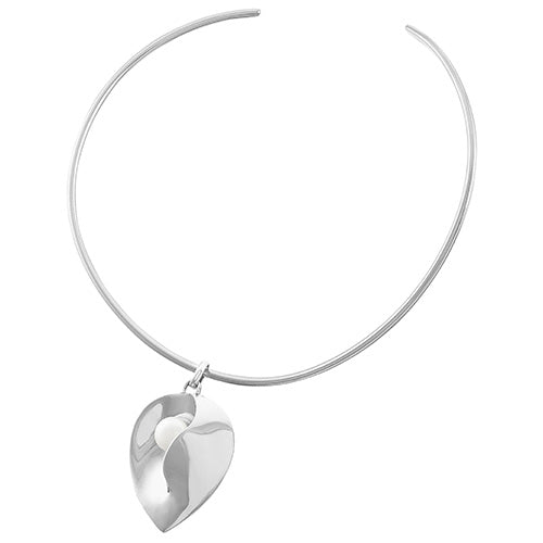 gargantilla con dije de corazon con perla