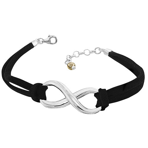 pulsera de infinito de plata con gamuza