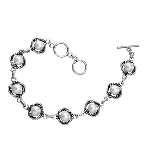PULSERA DE PLATA CON PERLA .925