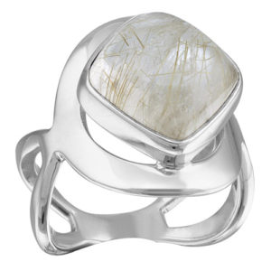 anillo de plata con cuarzo rutilado