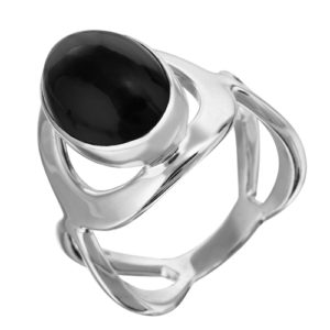 anillo de plata con obsidiana