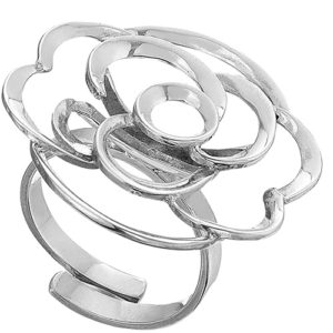 anillo de plata flor